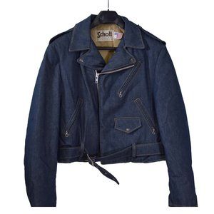 80s Schott NYC Puffy Denim Perfecto Motorcycle style jacket - size 44